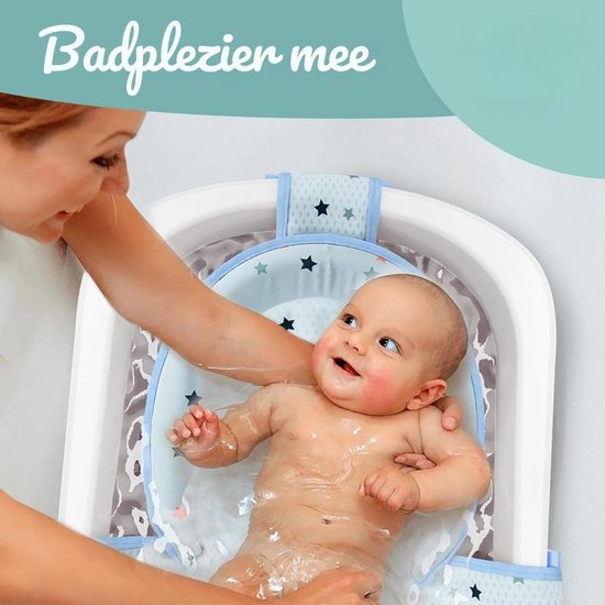 Baby Badje Met Standaard - Babybadje 50 Liter - Inklapbaar Bad Met Kussen - Bad Baby - Zitbad - Opvouwbaar Bad Kinderen - Baby badje - Bath Bucket - Opvouwbaar bad baby - Babybadset - Blauw van Merkloos — afbeelding 4