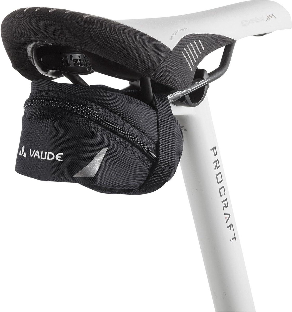 Zadeltas fiets met klittenband bevestiging - Tube Bag M met extra opbergruimte