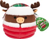 Squishmallows - Maurice - Brown Moose W/Red Puffer Jacket Christmas 19cm pluche