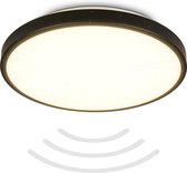 B.K.Licht - LED Badkamerverlichting - Plafondlamp met bewegingsmelder - IP54 - warm wit licht - 29x7.5 cm - Zwart