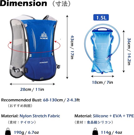 Lichte drinkrugzak trailrun rugzak drinkvest hydratatiepack fietsrugzak voor. bol