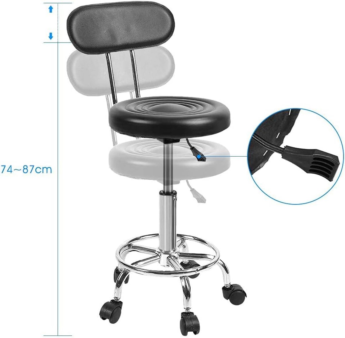 Lowander kruk op wielen met rugleuning - Tabouret & - afbeelding 2