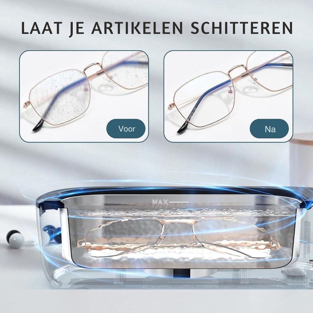Ultrasoon reinigingsapparaat bril 47000Hz 350 ml ultrasone reiniger: professionele ultrasone sieradenreiniger, 304 roestvrij staal, geluidsarm, ultrasoon apparaat voor brillen, sieraden, ringen