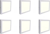 LED Downlight 6 Pack - Opbouw place 12W - Wit naturel 4200K - Matt Wit Aluminium - 170mm