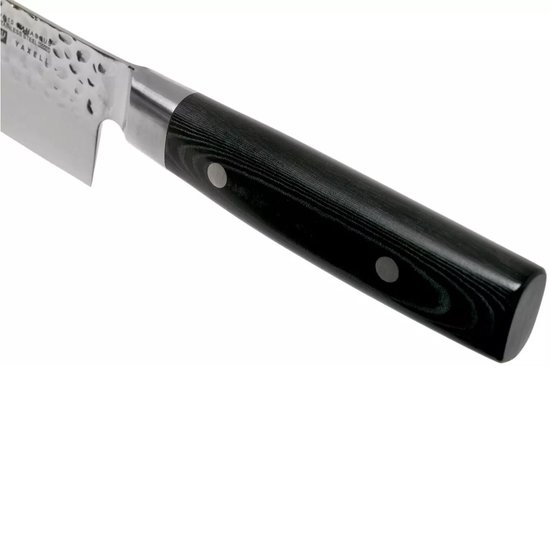 Yaxell Japonais - Série Zen - Couteau de Chef Santoku - Acier VG-10 - 61 HRC - Lame 16,5 cm - Acier Damas 37 Couches - Manche Toile-Micarta
