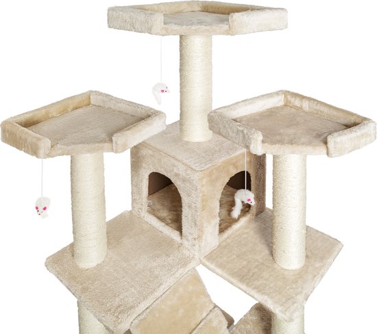 tectake® XXL Grote krabpaal voor katten - Hoogte ca. 165 cm - grijs