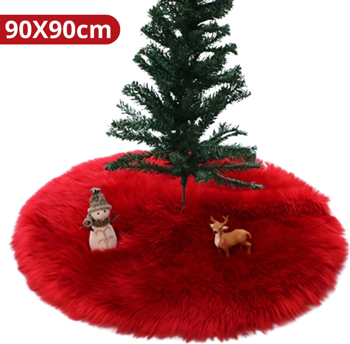 Nivard Kerstboom Mand - Kerstboomrok Voor Kunstboom - Kerstboomrok - Kerstboomkleed - Kerstkleed - Kerstboomring - Kerstrok - Kerstboomdeken - Rond 90cm