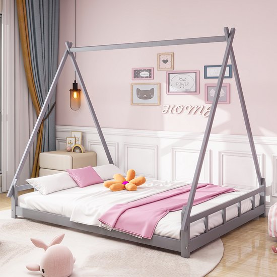 Kinderbed 120x200 Cm Met Onderschuifbed 120x190 Cm - In Grenenhout En Mdf Wit