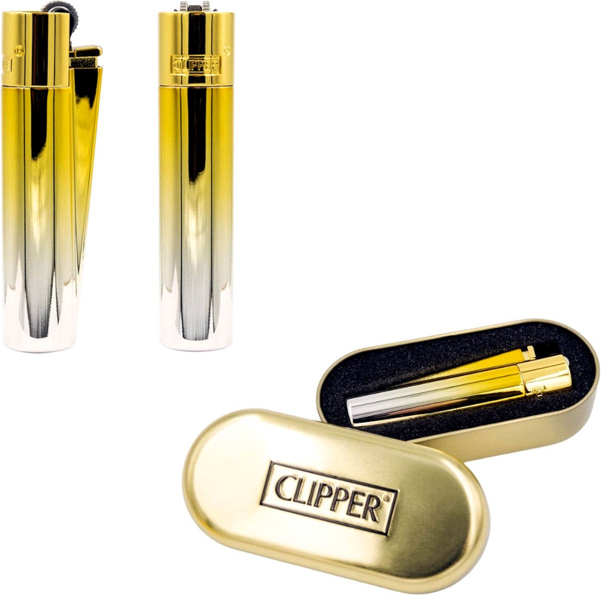 Goedkoopste Clipper Large Metal Vuursteen aansteker - Gradient Elegance Giftbox