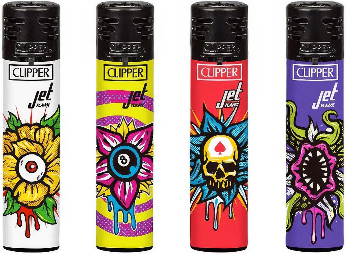 Goedkoopste Clipper JetFlame CKJ11 Aanstekers Strange Flowers (4 Stuks