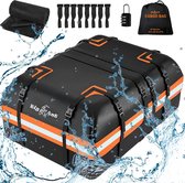 Autodakkoffer 566L (20 kubieke voet), waterdichte daktas met reflecterende strips en 8 deurhaken, opvouwbare draagbare dakbagage voor alle voertuigen met/zonder bagagerek, auto's, SUV's, bestelwagens