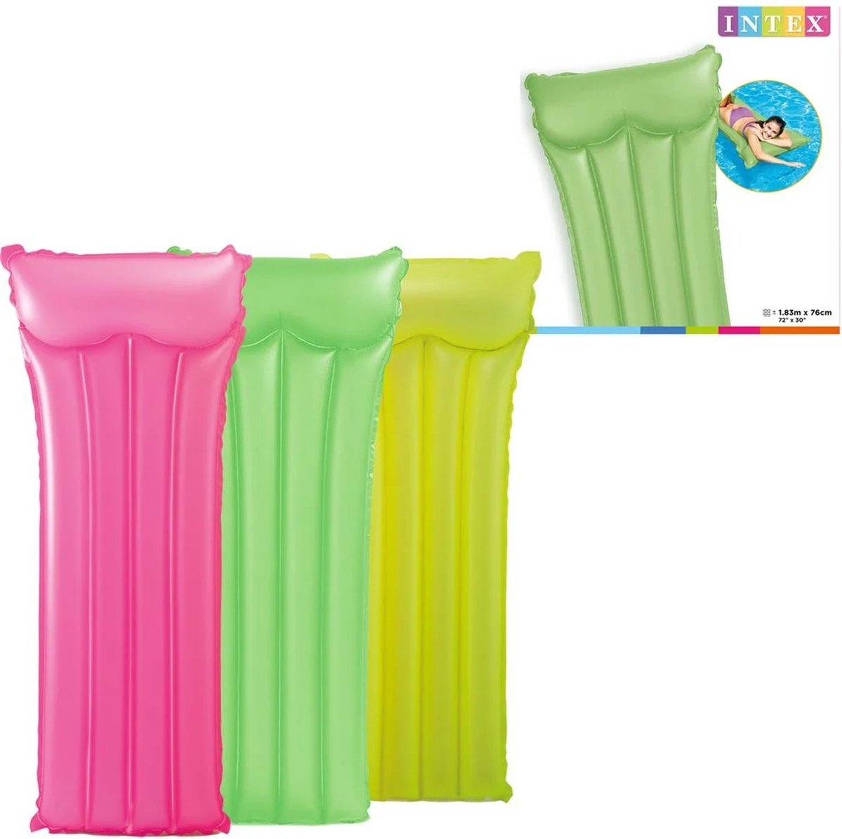 INTEX OPBLAASBAAR MATRAS 183CM X 69CM GROEN