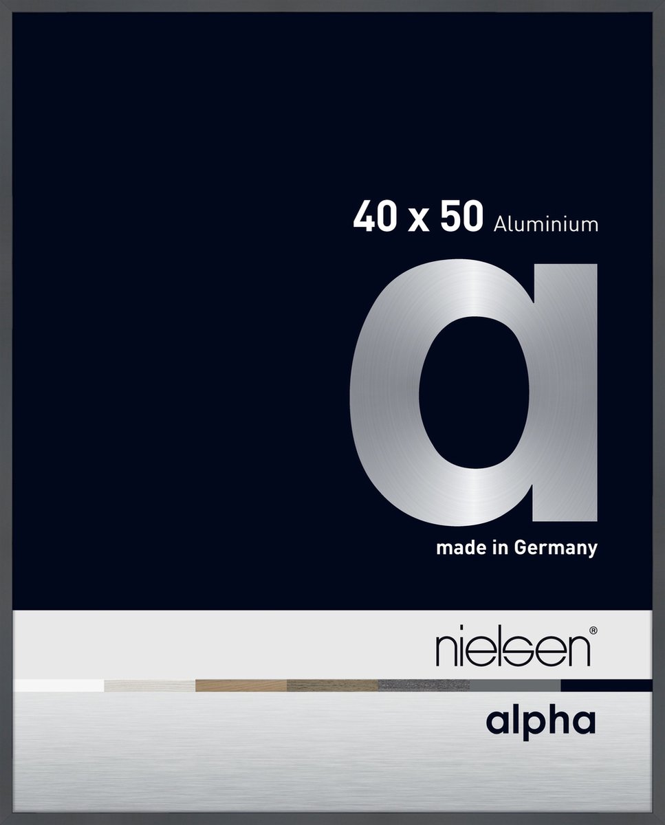 Nielsen Alpha Aluminium Wissellijst Glossy Dark Grey 40x50cm Donkergrijs-glanzend