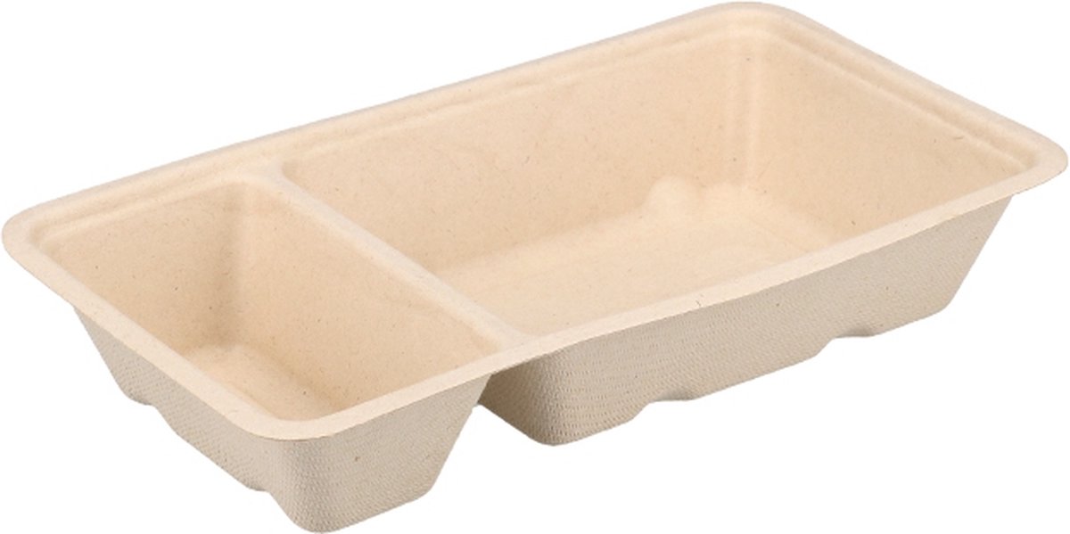 Goedkoopste Suikerriet Patatbakjes Bagasse Frietbak A7 1 Bruin (A23) (50 stuks) kleinverpakking