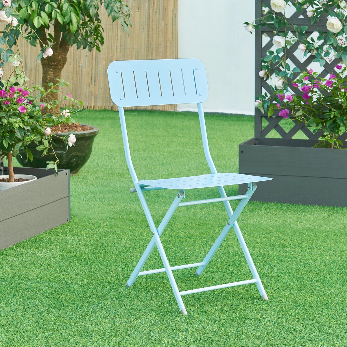 Klapstoel Sande set van 2 tuinstoelen 84,5x42x50 cm lichtblauw [en.casa]