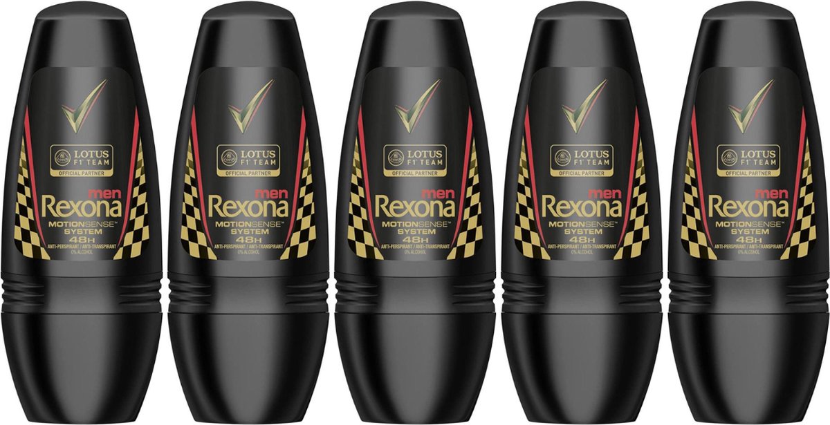 Goedkoopste Rexona Men Lotus F1 Deodorant Roller Man - 5 x 50ml - Roll On deodorant