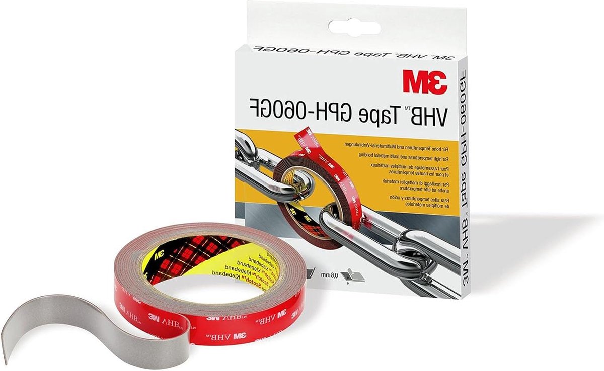 Hoogwaardige 3M GPH-060F19-3 VHB plakband 19mm x 3m grijs 0.6mm dik - voor binnen en buiten Double-sided Tape