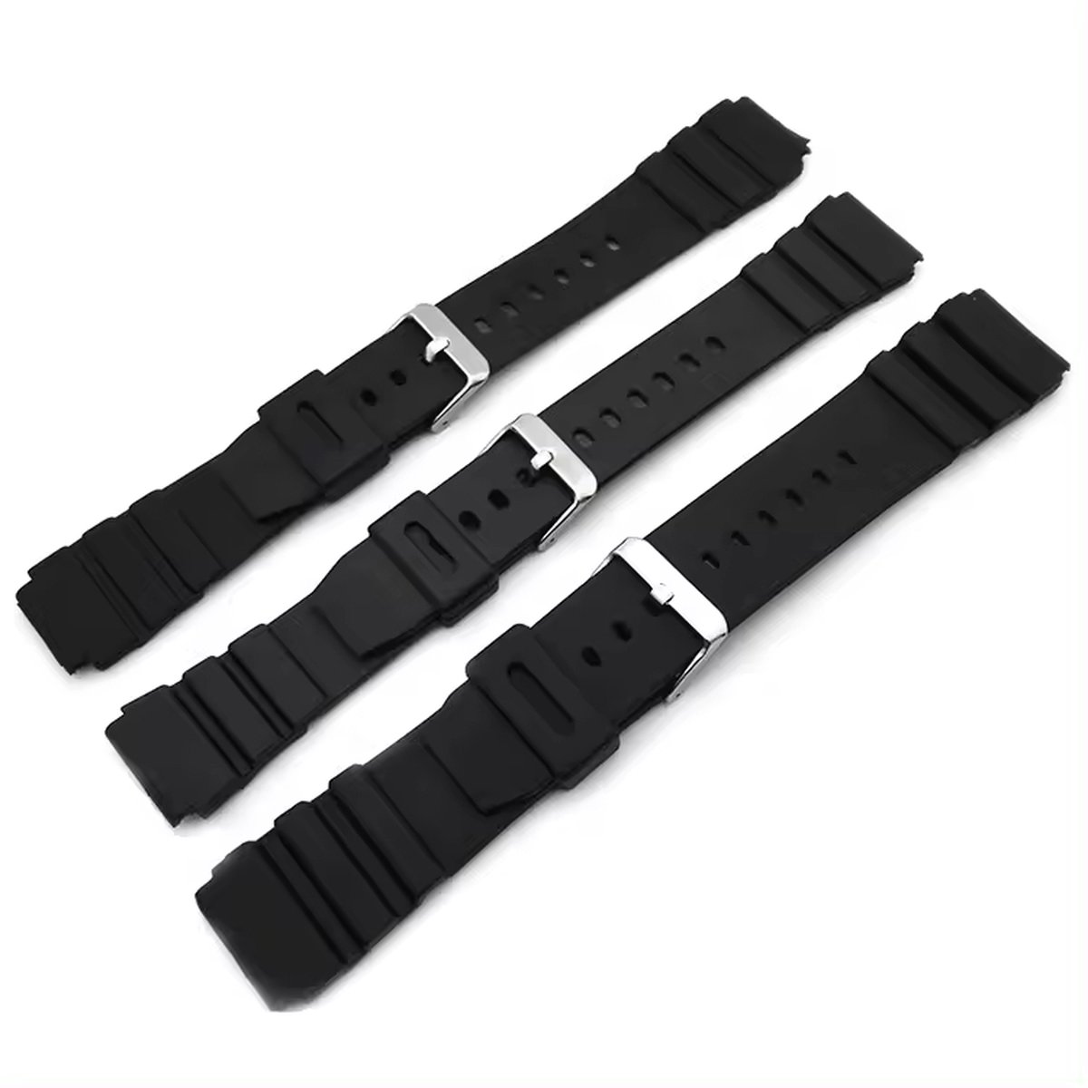 Horlogeband zwart 20mm - siliconen horlogebandje - geschikt voor verschillende merken