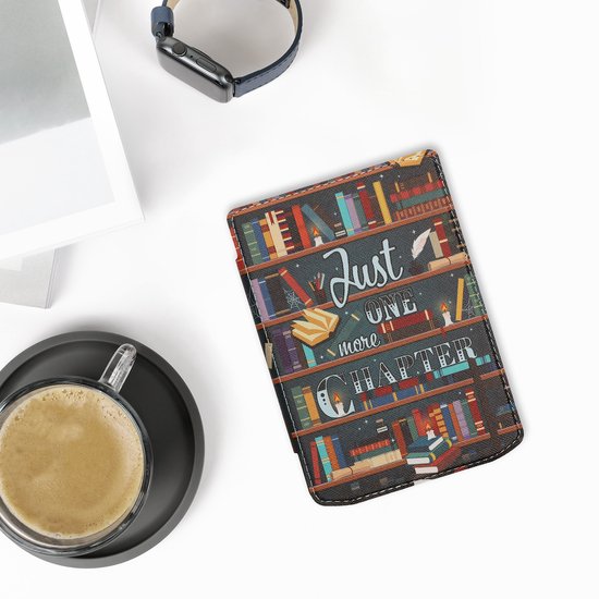 kwmobile e-reader hoesje geschikt voor Pocketbook Verse / Verse Lite / Verse Pro / Color / Vivlio Light/Light HD hoes - E reader flip case met magnetische sluiting - Ereader cover - bibliotheek design in meerkleurig van kwmobile — afbeelding 2