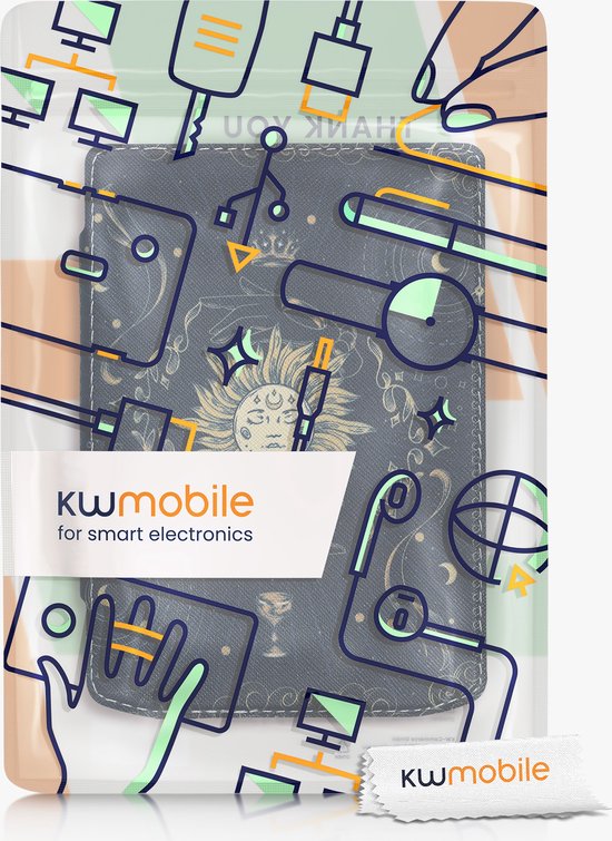 kwmobile e-reader hoesje geschikt voor Pocketbook Verse / Verse Lite / Verse Pro / Color / Vivlio Light/Light HD hoes - E reader flip case met magnetische sluiting - Ereader cover - Tarotkaart design in donkerblauw / geel / zwart van Merkloos — afbeelding 5