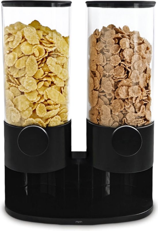 Foto: Mikamax design cereal dispenser makkelijk je schaal vullen zwart 27 5 x 16 x 38 5 keuken accessoire cornflakes dispenser