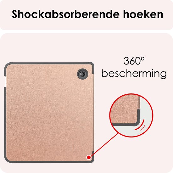 Hoes Geschikt voor Kobo Libra Colour Hoesje Bookcase Cover Book Case Hoes Sleepcover - Rosé Goud van iMoshion — afbeelding 5