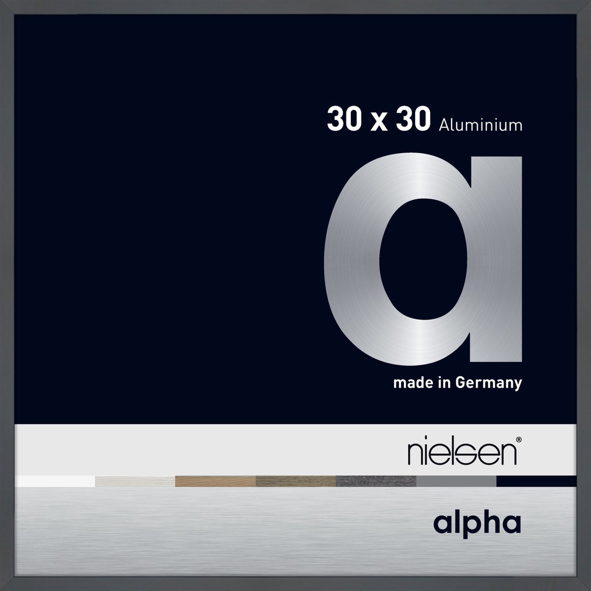 Nielsen Alpha Aluminium Wissellijst Glossy Dark Grey 30x30cm Donkergrijs-glanzend