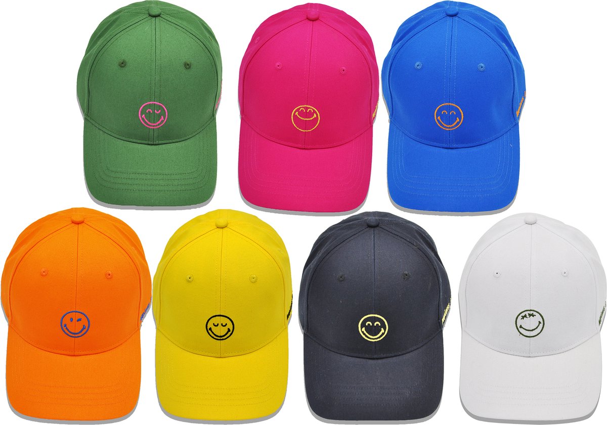 SMILEY - BASEBALL CAP - 100% katoen - wit-kaki - one size pet