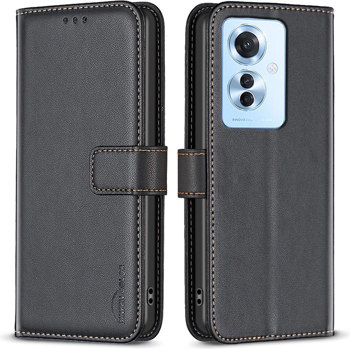 BINFEN Hoesje - Geschikt voor OPPO Reno11 F 5G Hoesje - BINFEN Color Book Case - Zwart