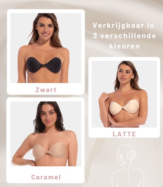 Plak bh - Plack bh push up - Zelfklevende bh - Plak beha- Beige - Maat B - MAGIC Bodyfashion Backless Beauty Beha - Strapless bh - Bh accessoires - Bh zonder bandjes - Bh voor open rug