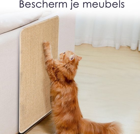 Petrebels Krabmat Voor Katten – Sisalmat Met Anti-slip Bodem – 60 X 40 Cm – Zwart – Ideaal Voor Grote Rassen En Rebelse Krabbers