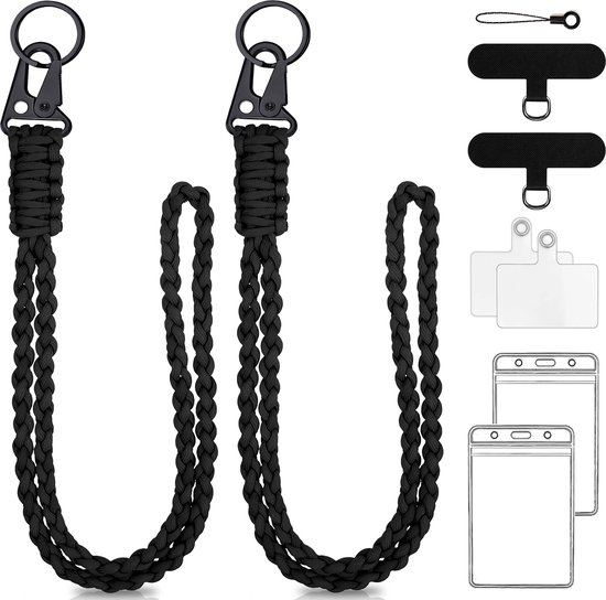 Foto: Paracord heavy duty lanyard keycord badgehouder musketonhaak keykoord sleutelhanger met sleutelringen universeel telefoonkoord telefoonketting koord sleutels badge houder telefoon gsm koord karabijnhaken sleutelkoord pashouder ketting