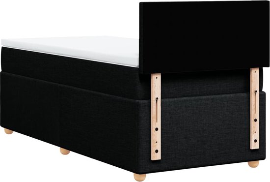 vidaXL - Boxspring - met - matras - stof - zwart - 100x200 - cm