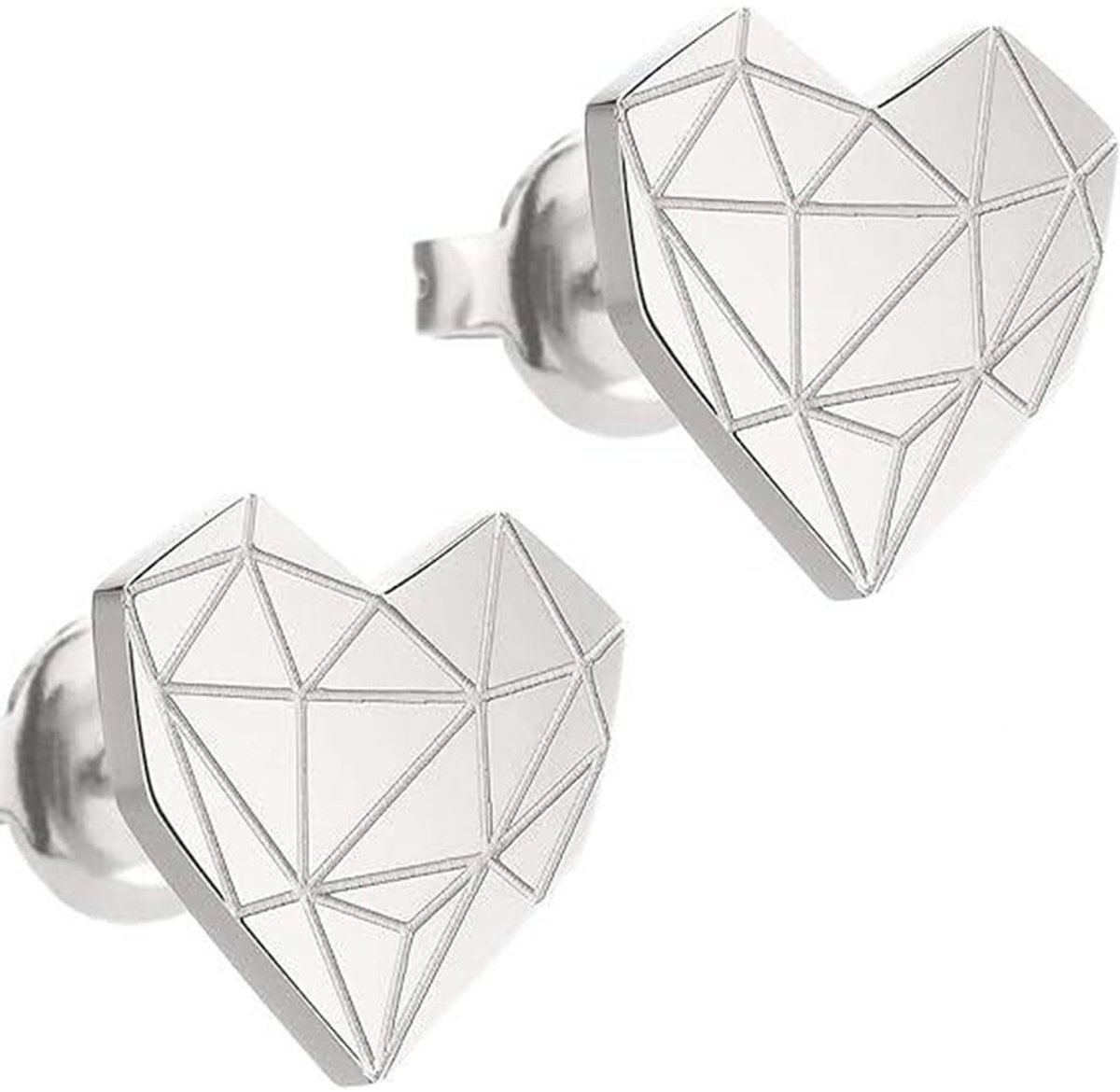 Malinsi® Oorbellen Dames GeoHart - Zilverkleurig 11mm RVS - Sieraden Oorringen Vrouw - Oorstekers meisje