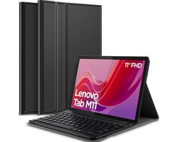 Hoes met toetsenbord geschikt voor Lenovo Tab M11 - Keyboard Book Case Cover Hoesje Zwart
