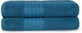 2x serviettes éponge en coton premium pétrole - 70x140 - qualité hôtelière - merveilleusement douces et souples - absorbant l'humidité - bord tissé - aspect luxueux