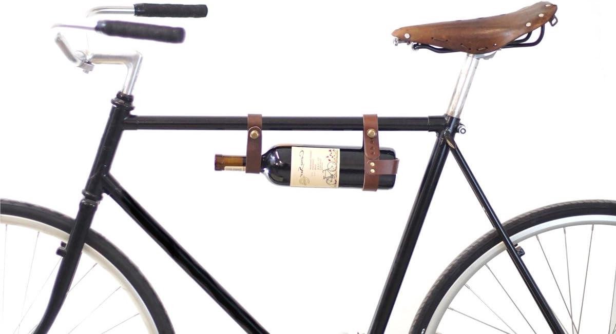 Wine Carrier Rack Bottle Holder for Bicycles - Perfect for Taking Wine - Brown Leather