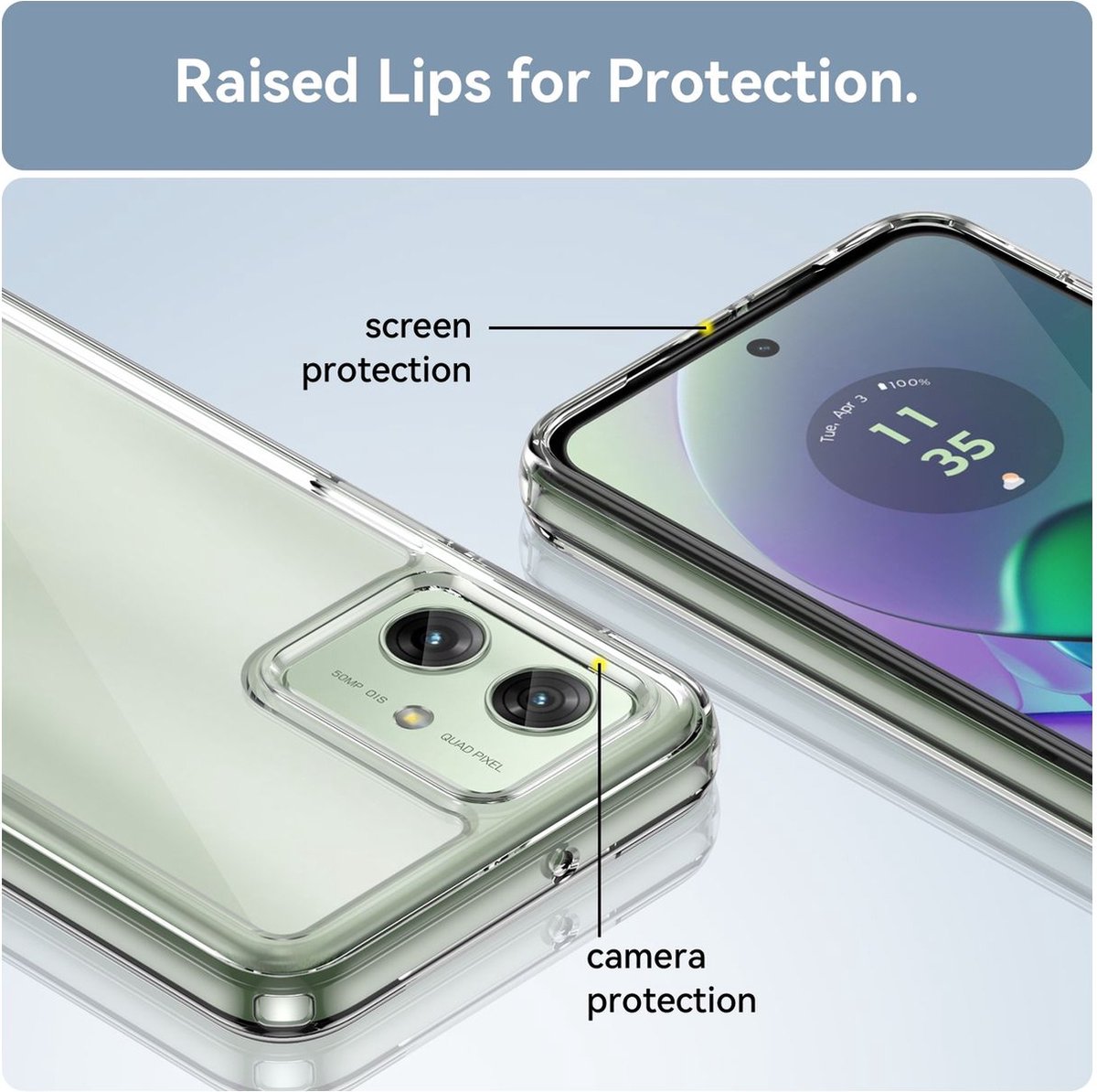 Mobigear Doorzichtig Hoesje geschikt voor Motorola Moto G54 Telefoonhoesje Hardcase | Mobigear Crystal Backcover | Doorzichtig Telefoonhoesje Moto G54 | Moto G54 Case | Back Cover - Transparant