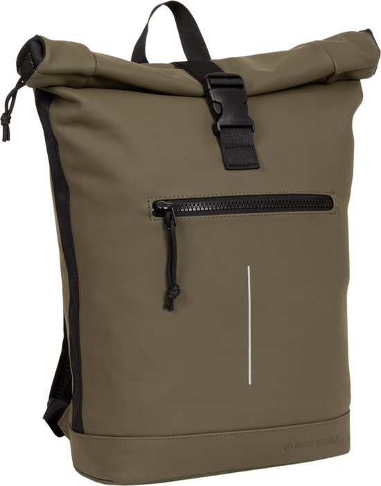 Foto: New rebels mart new york olijf groen 21l rugtas rolltop waterafstotend laptop 15 6