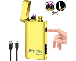 MELTAZO Aansteker, 2-in-1 Aansteker Elektrisch, Electric Lighter, Aansteker Elektrisch USB-C, Aansteker USB Oplaadbaar, Aansteker Windproof Elektrisch, Elektronische Aansteker, Plasma Aansteker, Elektrische Aansteker, 2-in-1 Aansteker Luxe voor Alles