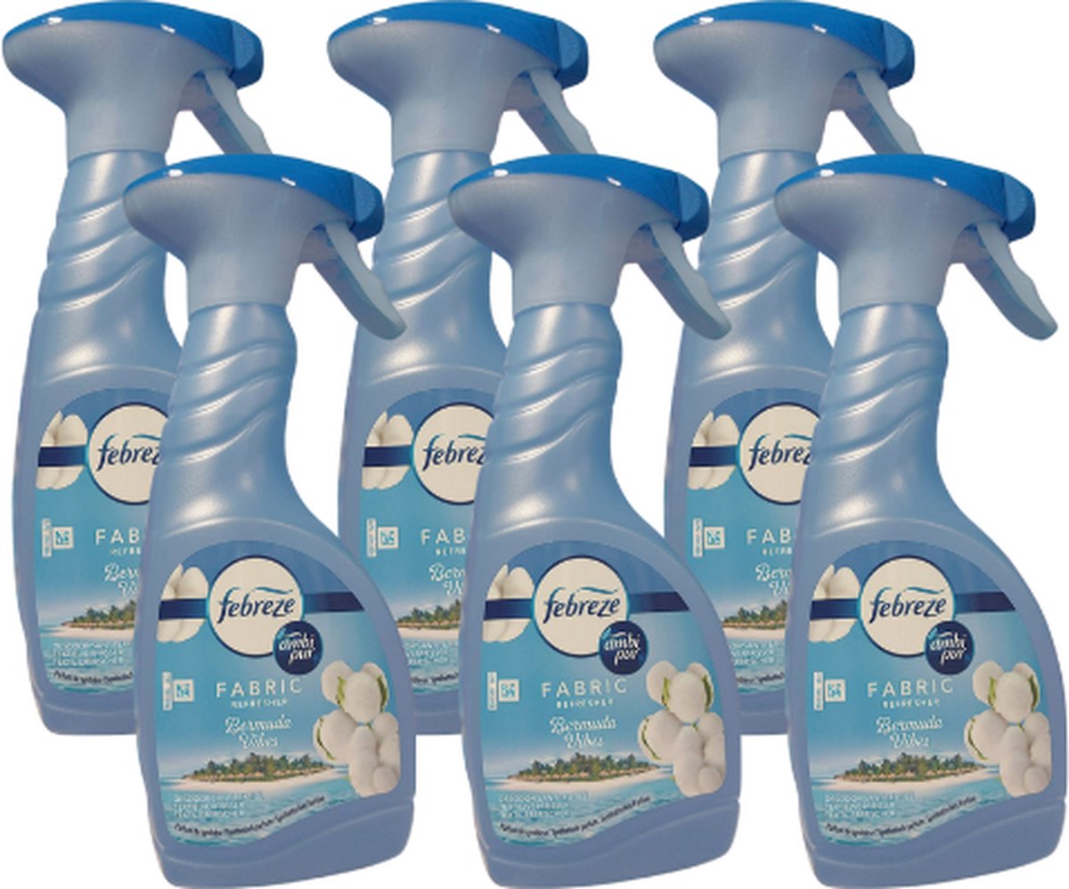 Goedkoopste Lenor Febreze Textielverfrisser Spray - VOORDEELVERPAKKING - Bermuda vibes - | 6x 500ml | Verwijdert nare geuren
