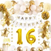 FeestmetJoep® 16 jaar verjaardag versiering & ballonnen - Goud & Wit
