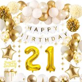 FeestmetJoep® 21 jaar verjaardag versiering & ballonnen - Goud & Wit