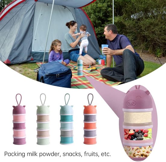 Melkpoederdispenser, 3-laagse stapelbare formule, melkpoeder, portioneerder, draagbare melkpoeder, melkpoeder-bewaarcontainer, babyvoedselcontainer voor fruit, snacks en noten