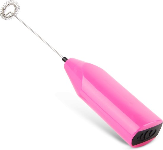 INTER-CAFFÈ® Elektrische Melkopschuimer - Handmatige Melkopschuimer - Melkschuimer - Roze - 1 jaar garantie
