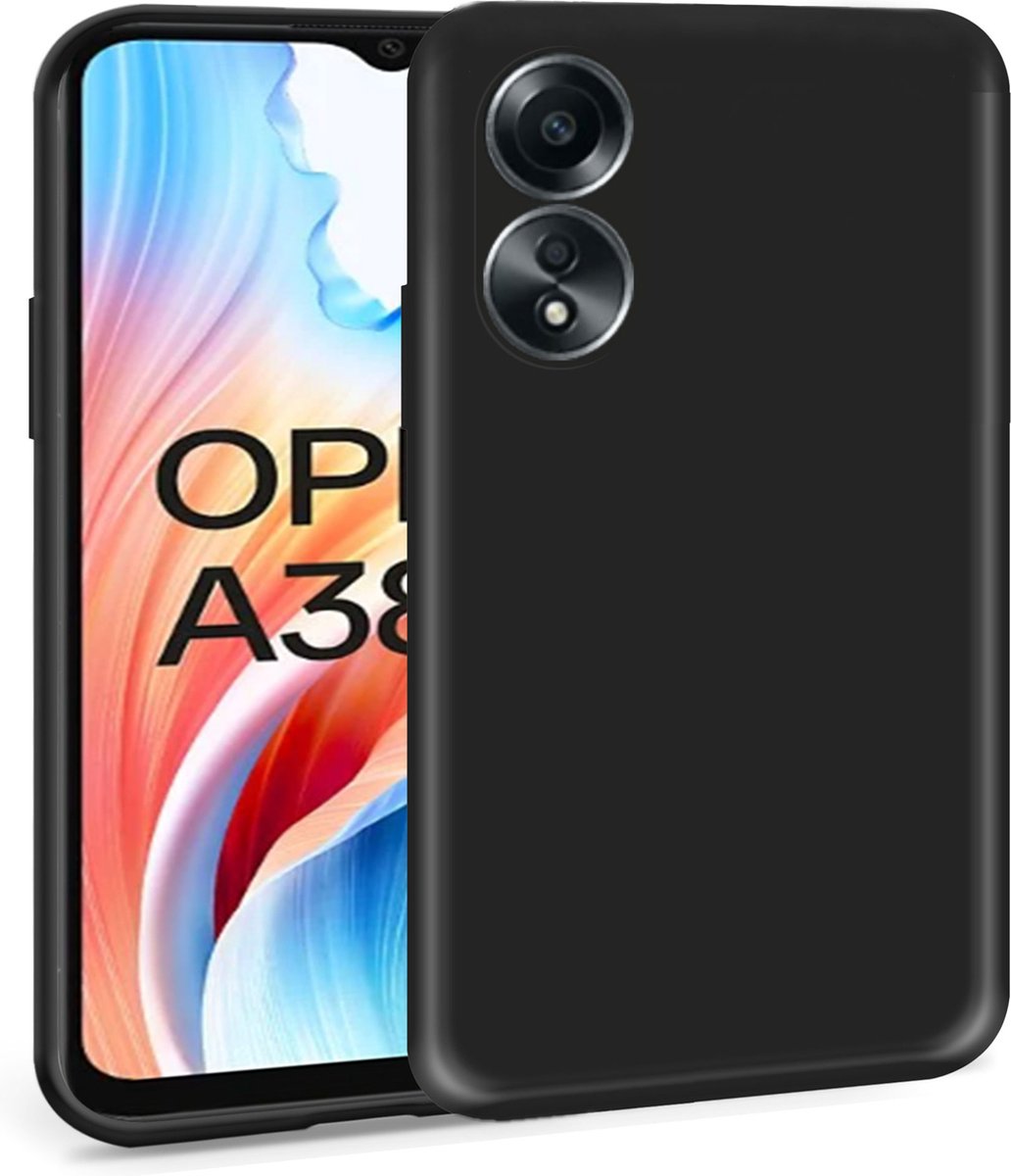 Geschikt voor OPPO A38 - Hoesje - Suède Back Cover Case Zwart