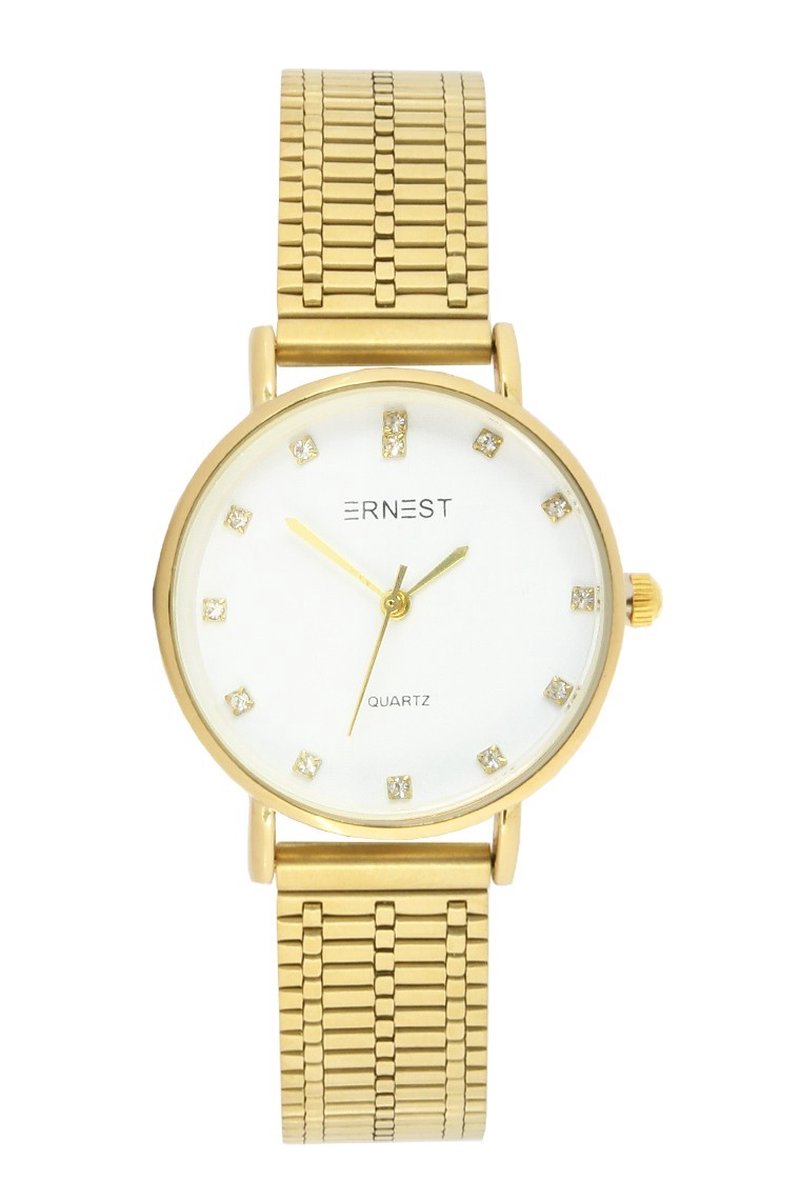 Horloge Alexa Goud - Ernest - Inclusief Batterij - Volledig RVS - Dames - Nikkelvrij