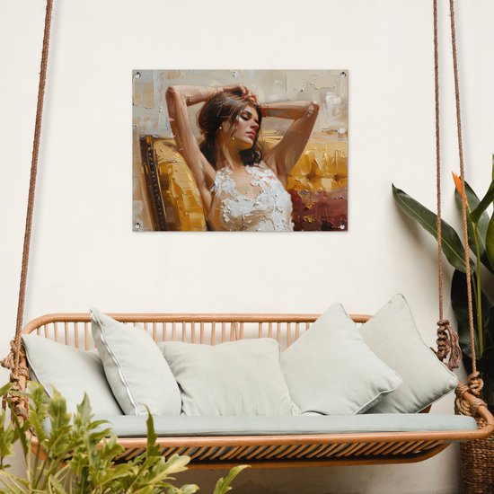 Affiche de jardin 80x60 cm - Décoration de jardin Femme - Art - Abstrait - Moderne - Affiche pour le jardin - Décoration extérieure - Tableau de jardin clôture - Décoration murale sur toile de jardin - Décoration murale sur toile de balcon