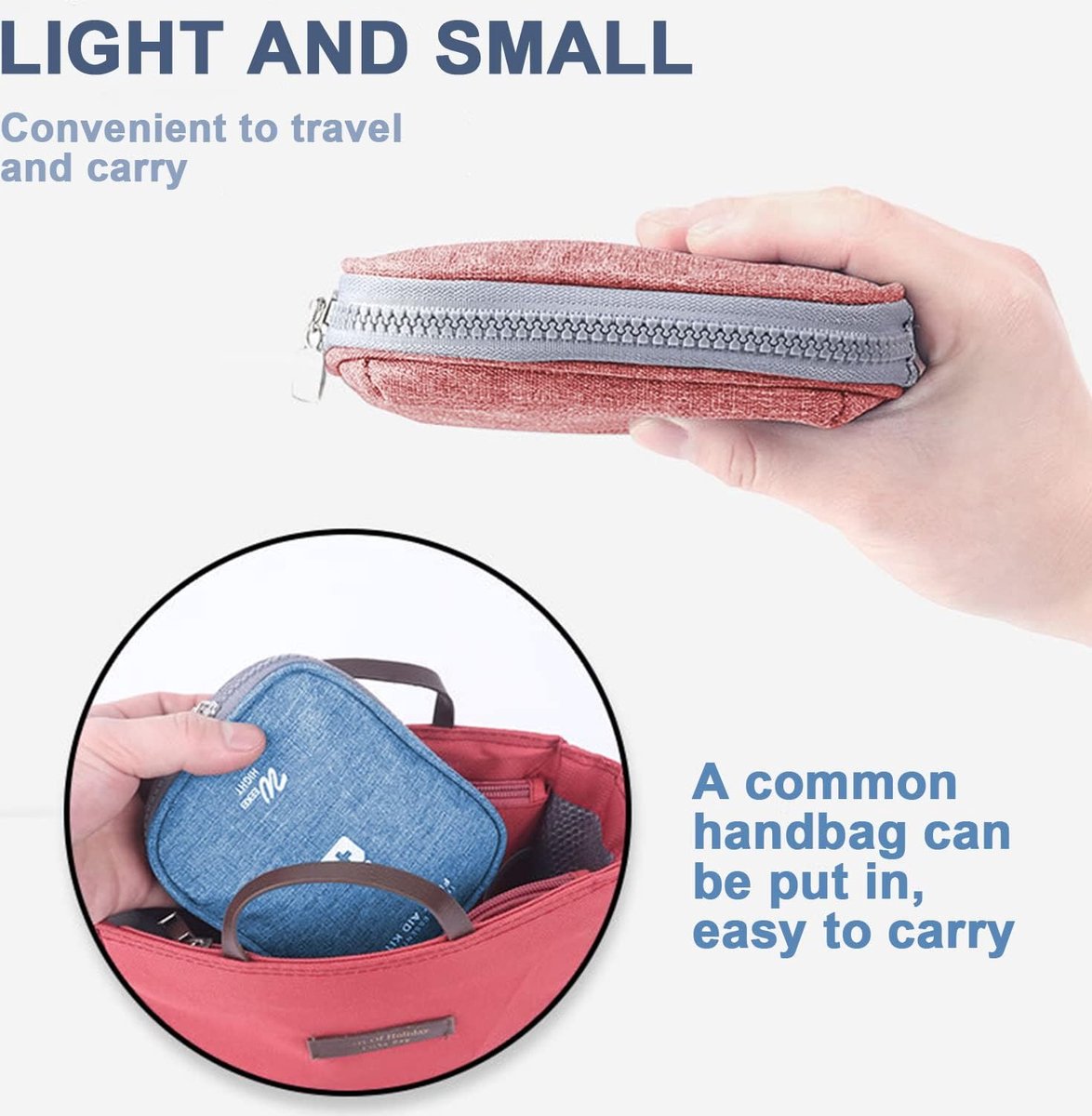 EHBO-kit voor op reis, klein, waterdicht, draagbaar, leeg apotheek-etui voor het opladen van pillen, medicijnen, pleisters, 13 x 10 x 4 cm, grijs
