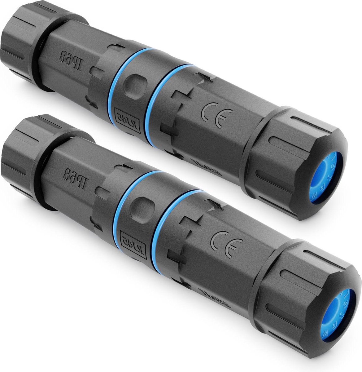 Image of 2-Pack CAT 6 Patchkabel Koppeling Buiten RJ45 LAN DSL Waterdicht Stofdicht Ethernet-Kabelverlenging - Buiten Tuin 2x RJ45-bus Zwart
